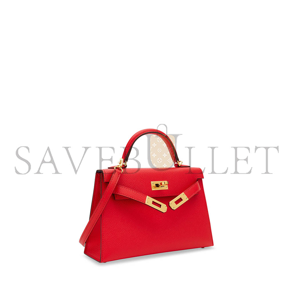 H**mes mini kelly ii epsom heart red gold buckle (19*12*5.5cm)